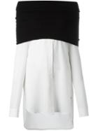 Twin-set Off-shoulder Layered Blouse, Women's, Size: Small, White, Polyester/wool