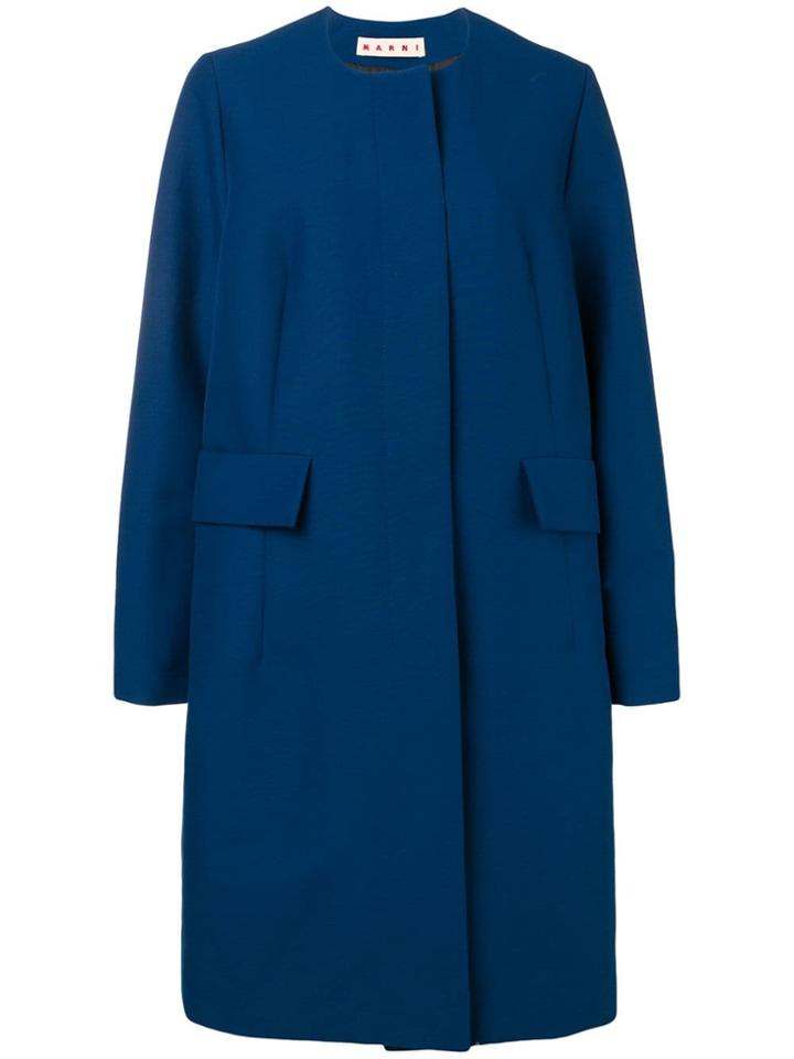 Marni Oversized Collarless Coat - Blue
