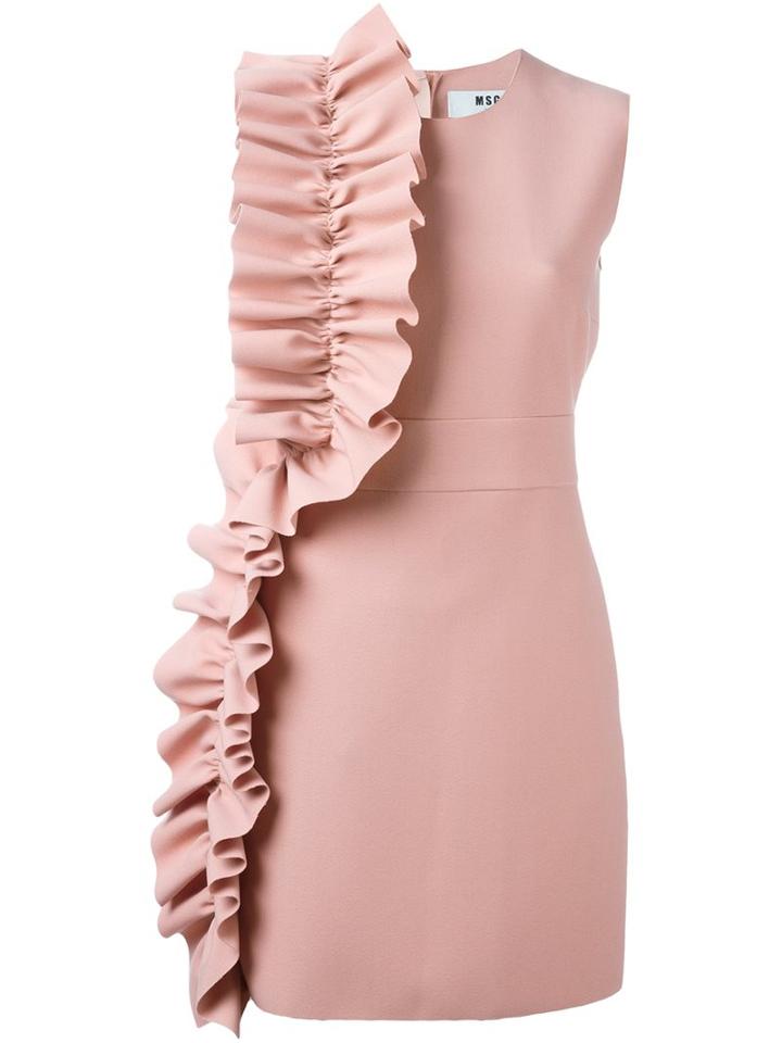 Msgm Sleeveless Ruffle Dress, Women's, Size: 38, Pink/purple, Polyester/spandex/elastane/viscose
