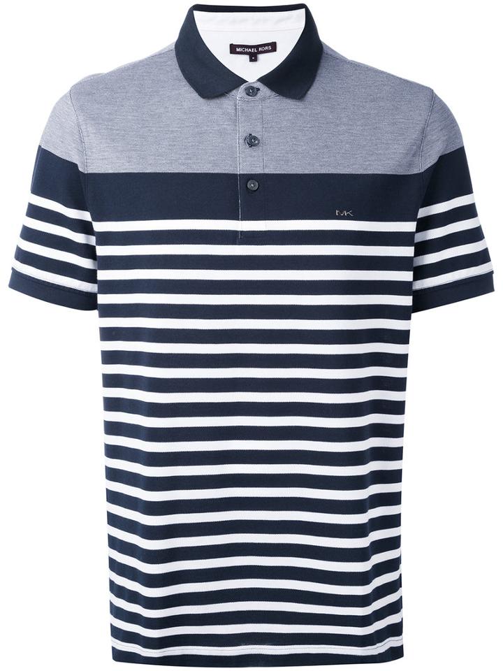 Michael Kors - Striped Polo Shirt - Men - Cotton - S, Blue, Cotton