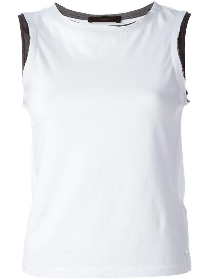 Diesel Contrast Trim And Neck Tank Top