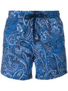 Etro Paisley Print Swim Shorts - Blue