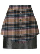 Gaelle Bonheur Tartan Overlay Mini Skirt - Brown