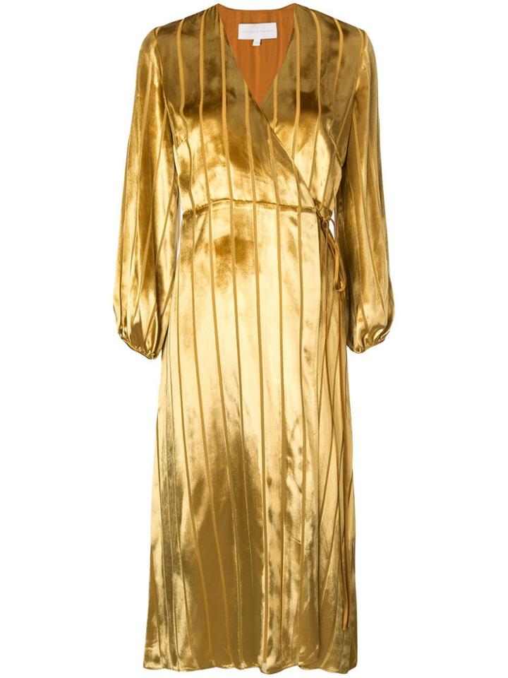 Michelle Mason Midi Wrap Dress - Gold