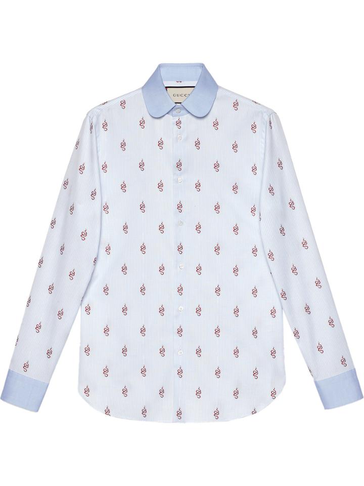 Gucci Kingsnakes Fil Coupé Oxford Shirt - Blue