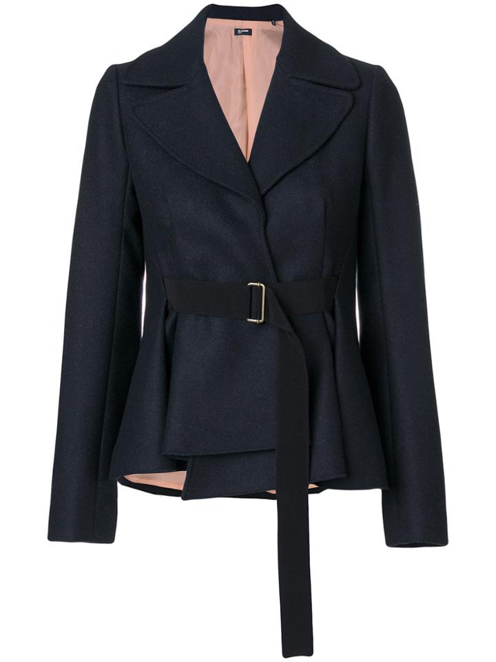 Jil Sander Navy Belted Fitted Jacket - Blue