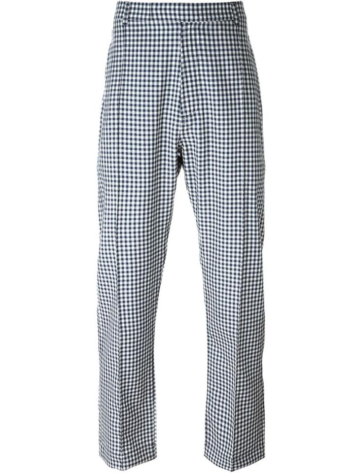 E. Tautz Pintuck Gingham Trousers