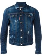 Dsquared2 Stonewashed Distressed Denim Jacket, Men's, Size: 54, Blue, Cotton/spandex/elastane