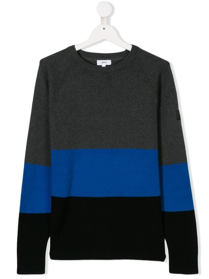 Boss Kids Teen Striped Sweater - Grey