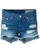 Rag & Bone Distressed Denim Shorts, Women's, Size: 24, Blue, Cotton