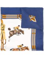 Hermès Vintage Horse Print Scarf, Adult Unisex, Blue