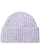 Closed Ribbed Knit Beanie - Pink & Purple