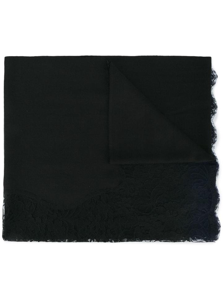 Janavi Lace Trim Scarf - Black