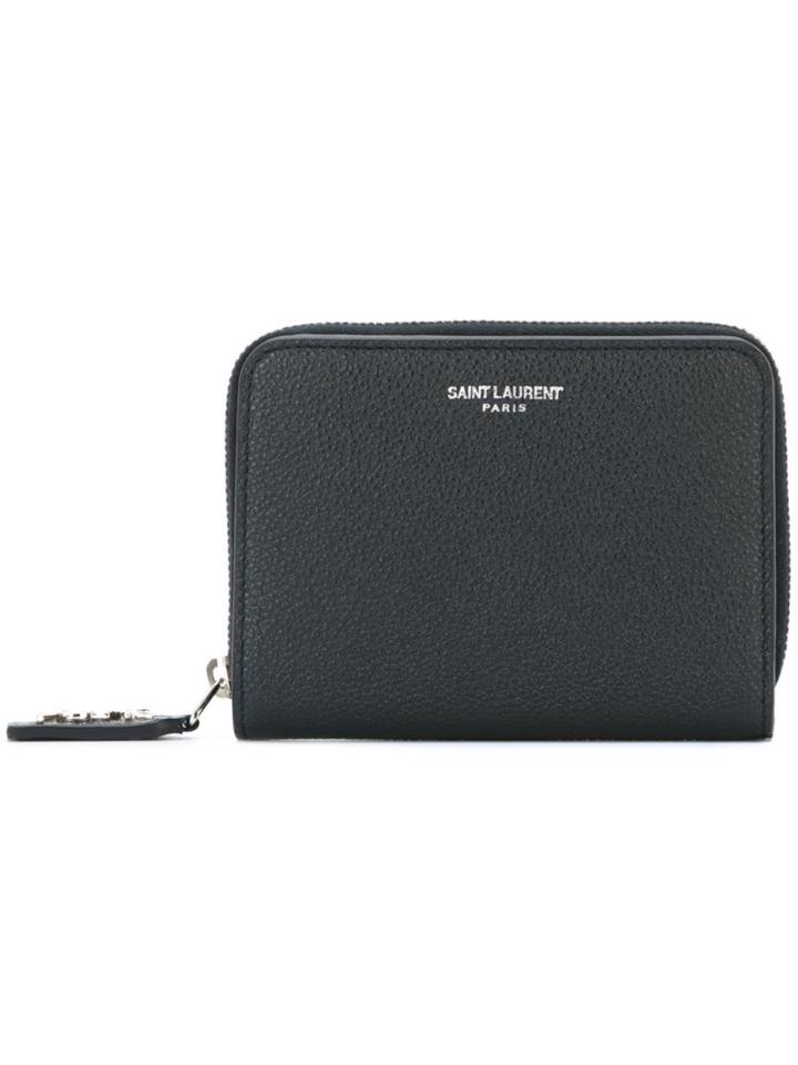Saint Laurent Zipped Purse, Women's, Blue, Calf Leather