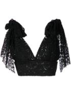 Bambah - Tied Shoulder Triangle Top - Women - Polyester - 10, Black, Polyester