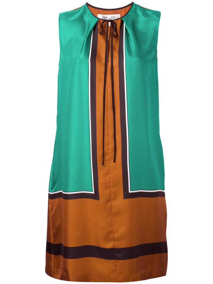Diane Von Furstenberg Colour-block Dress, Women's, Size: 8, Green, Silk