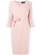 Clips Bow Fitted Dress - Pink & Purple