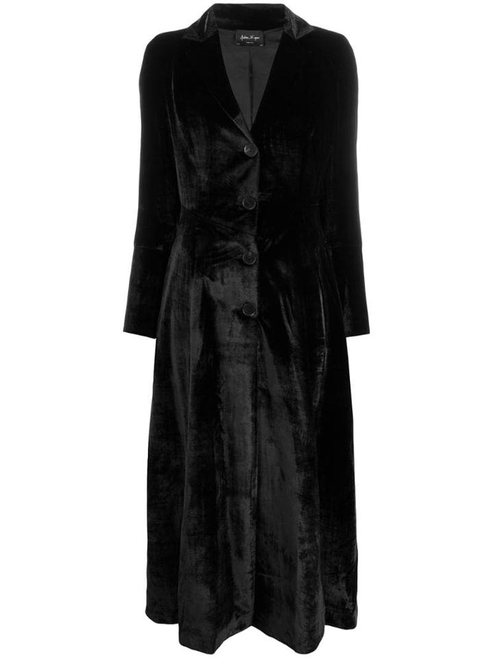 Andrea Ya'aqov Velvet Single Breasted Coat - Black