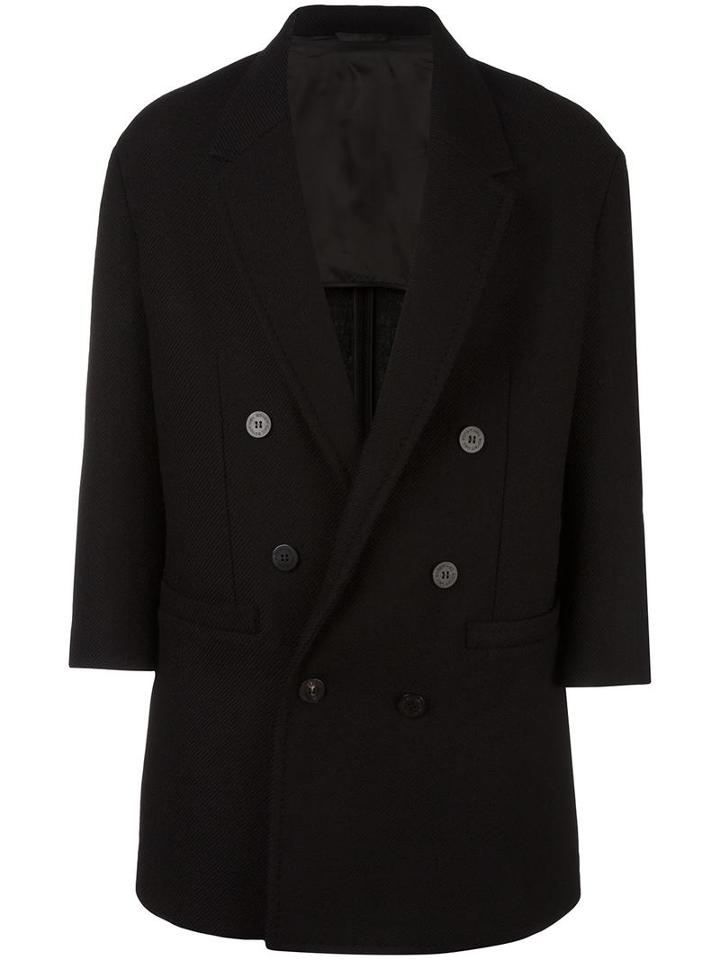 Neil Barrett Oversize Double-breasted Coat, Women's, Size: 42, Black, Virgin Wool/spandex/elastane/cupro