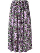 Aspesi - Flared Printed Skirt - Women - Cotton - 40, Pink/purple, Cotton