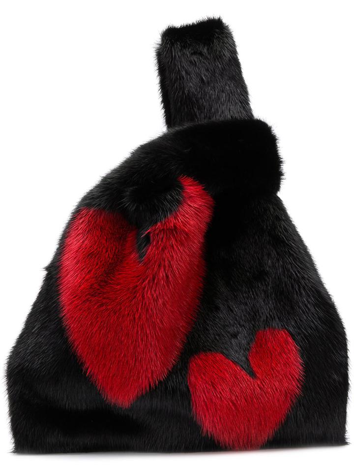 Simonetta Ravizza Furrissima Heart Tote Bag - Black
