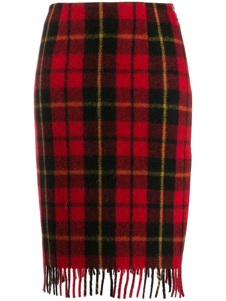 Marine Serre Fitted Check-print Skirt - Red