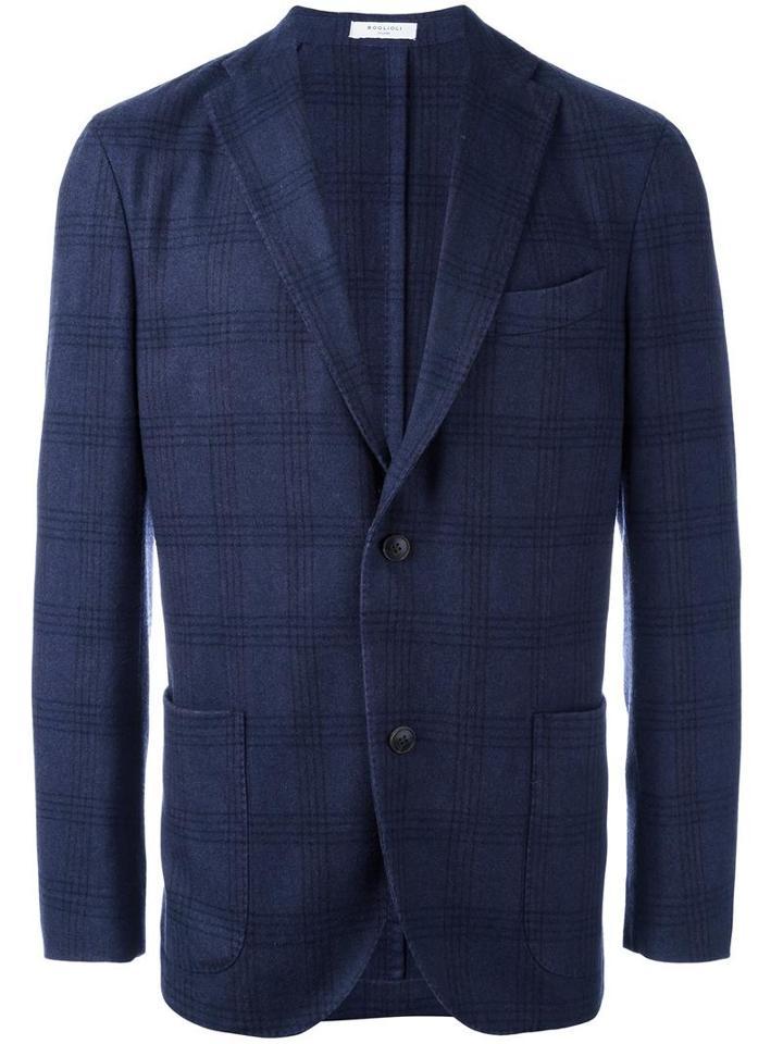 Boglioli Checked Blazer, Men's, Size: 52, Blue, Wool/cashmere/cupro