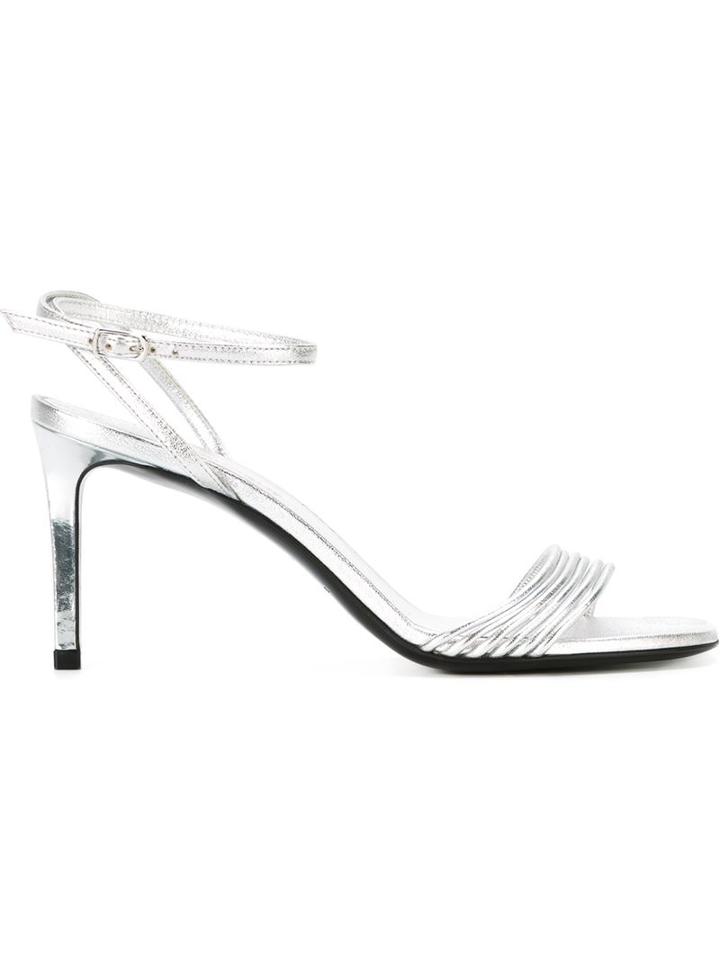 Saint Laurent Kate Sandals, Women's, Size: 36, Grey, Calf Leather/leather