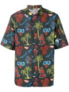 Mcq Alexander Mcqueen Hawaii Print Short-sleeve Shirt - Black