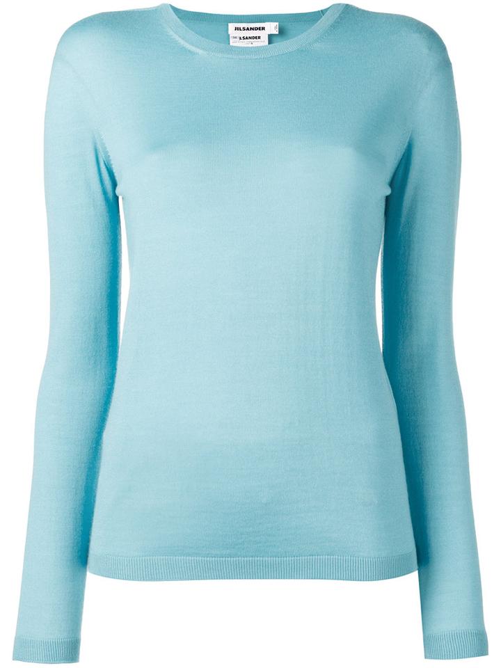 Jil Sander - Crew Neck Jumper - Women - Silk/cashmere - 40, Blue, Silk/cashmere