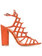 Schutz Cage Style Heeled Sandals - Yellow & Orange