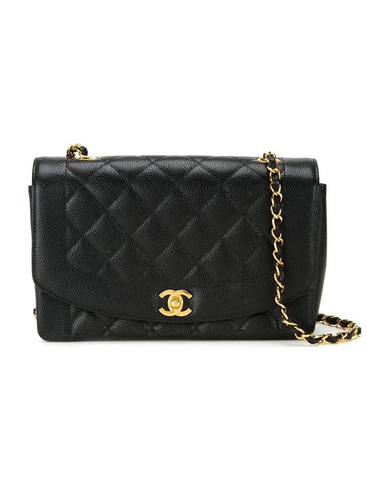 Quilted Crossbody Bag, Women's, Black, Chanel Vintage