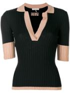 Emilio Pucci Collared Henley Knit Top - Black