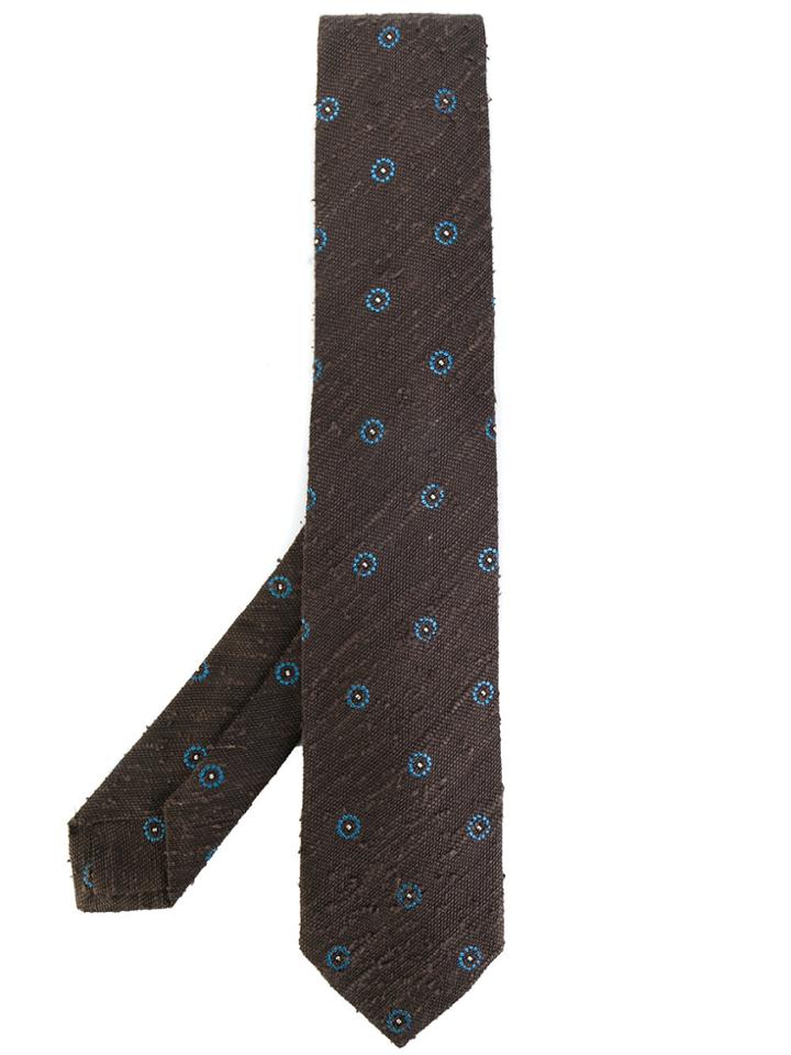 Barba Circle Spot Tie - Brown