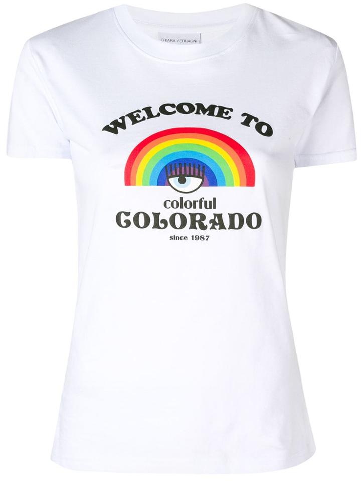 Chiara Ferragni Rainbow Print T-shirt - White