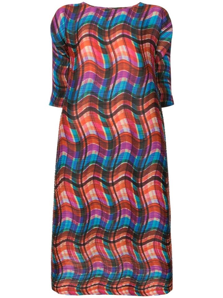 Pleats Please By Issey Miyake Stratum Check Dress - Multicolour