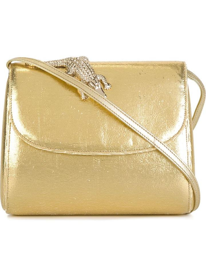 Amélie Pichard Crocodile Detail Crossbody Bag, Women's, Grey, Leather/linen/flax