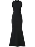 Greta Constantine Badilo Flutter Trim Evening Gown - Black