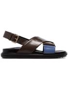 Marni Brown And Blue Fussbett Leather Buckled Sandals