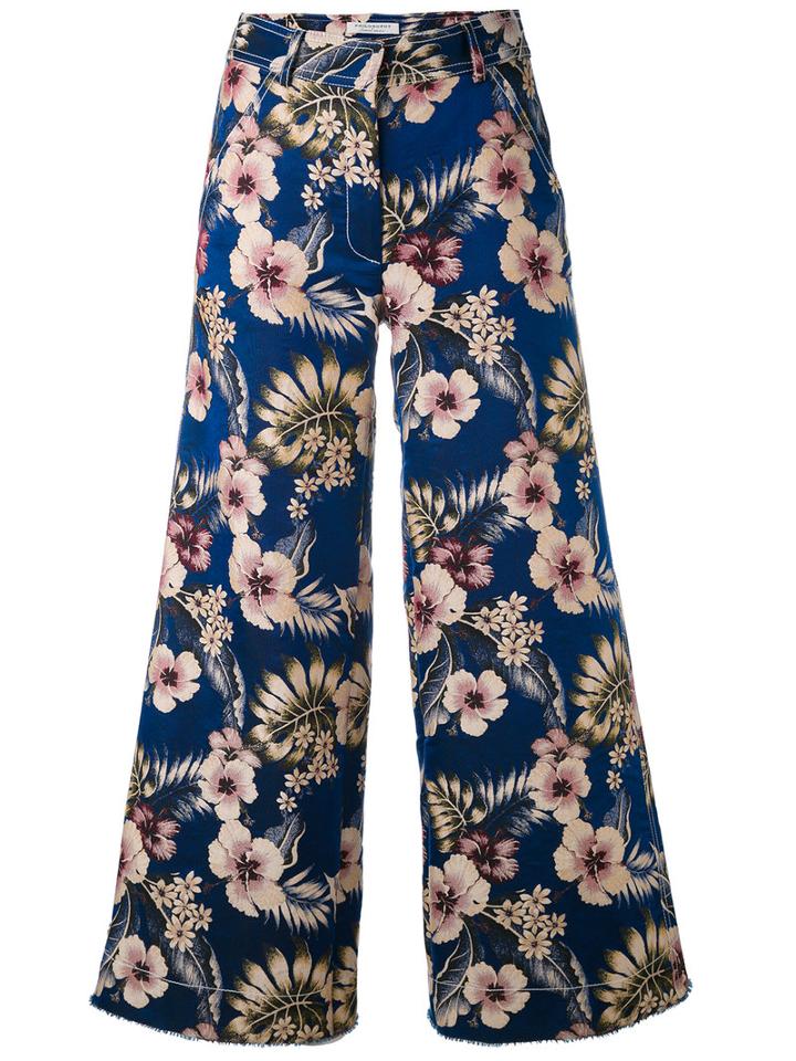 Philosophy Di Lorenzo Serafini - Floral-jacquard Trousers - Women - Polyester - 42, Blue, Polyester