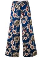 Philosophy Di Lorenzo Serafini - Floral-jacquard Trousers - Women - Polyester - 42, Blue, Polyester