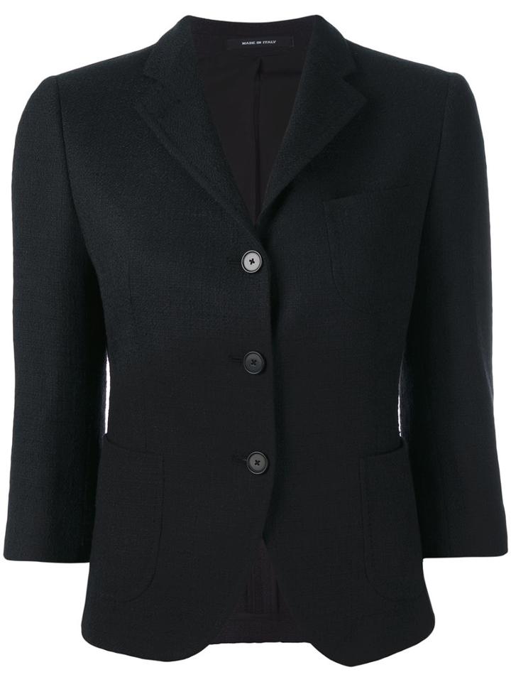 Tagliatore - Buttoned Jacket - Women - Cotton/spandex/elastane/cupro - 42, Black, Cotton/spandex/elastane/cupro