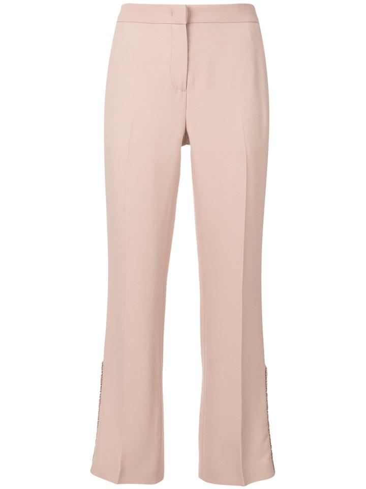 No21 Ruffle Detail Cropped Trousers - Pink & Purple