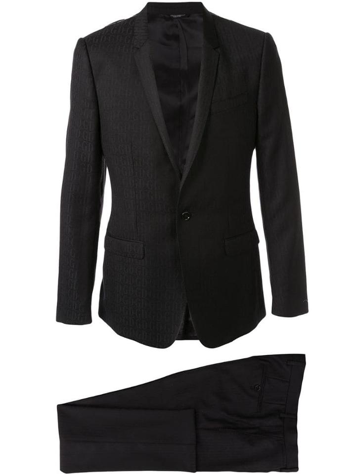 Dolce & Gabbana Jacquard Logo Dinner Suit - Black
