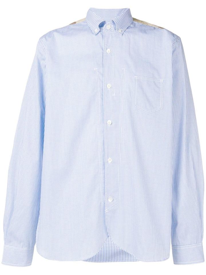 Junya Watanabe Man Contrast Patch Check Shirt - Blue