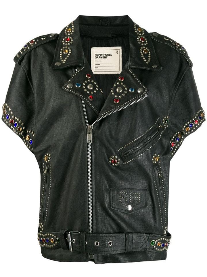 R13 Embellished Biker Jacket - Black