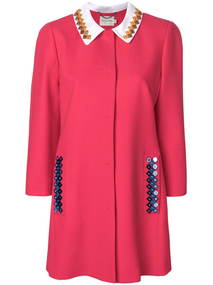Mary Katrantzou Contrast Collar Coat - Pink & Purple