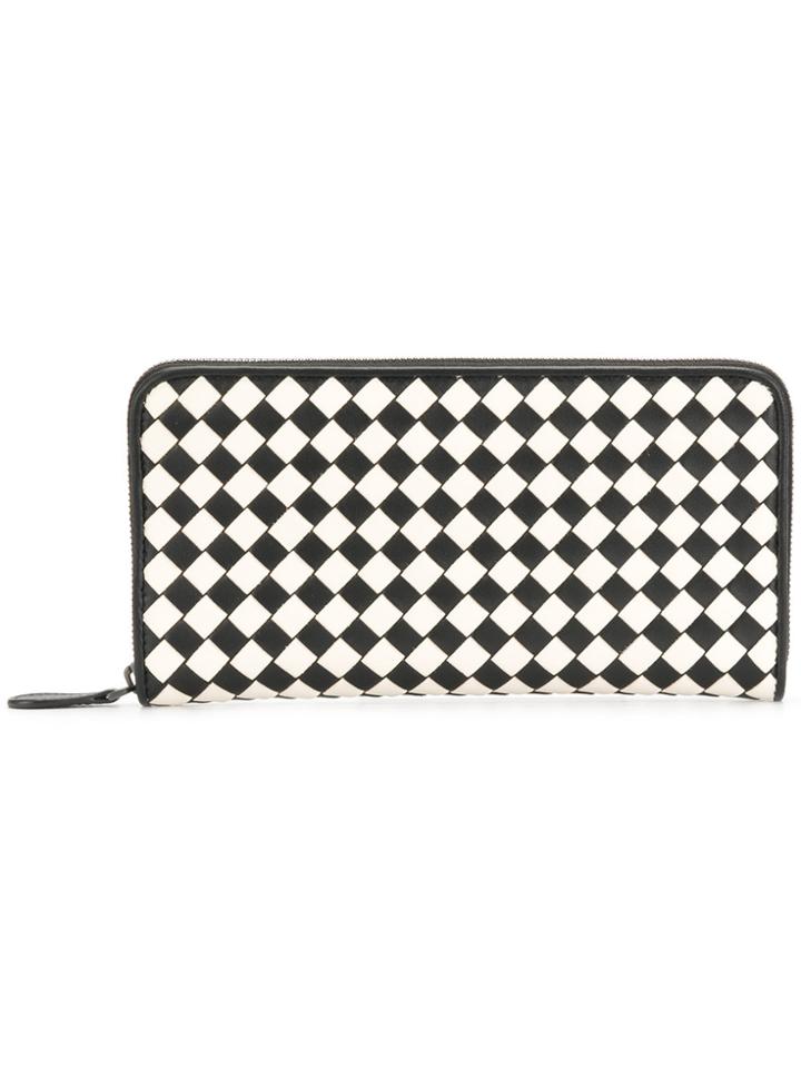Bottega Veneta Nero Latte Intrecciato Palio Zip-around Wallet - Black