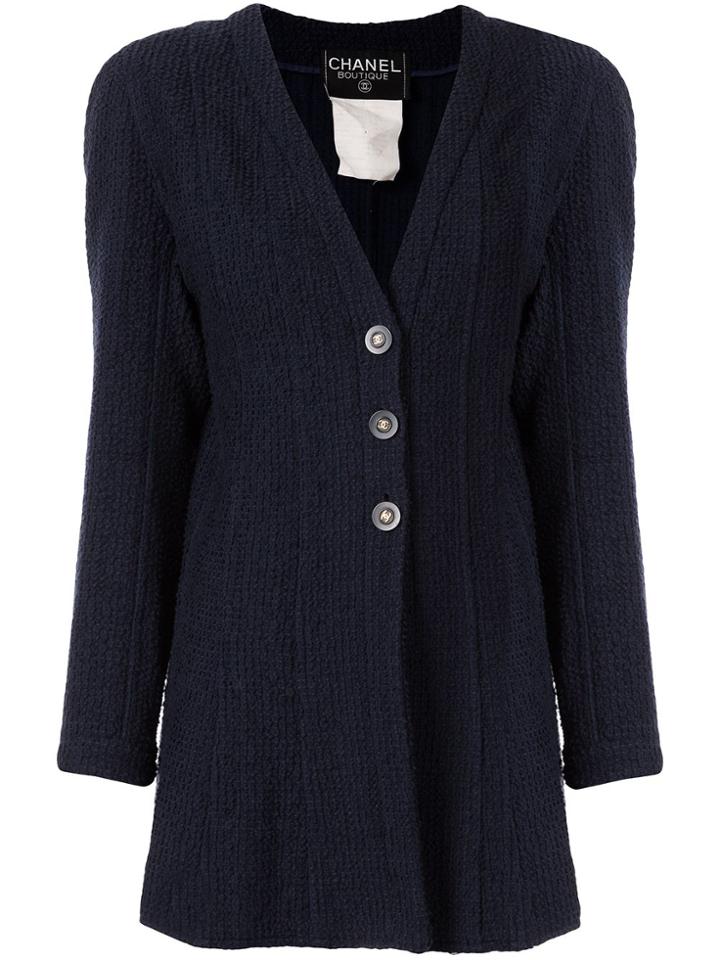 Chanel Pre-owned 1994 Cc Button Cardigan - Blue