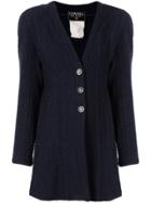 Chanel Pre-owned 1994 Cc Button Cardigan - Blue
